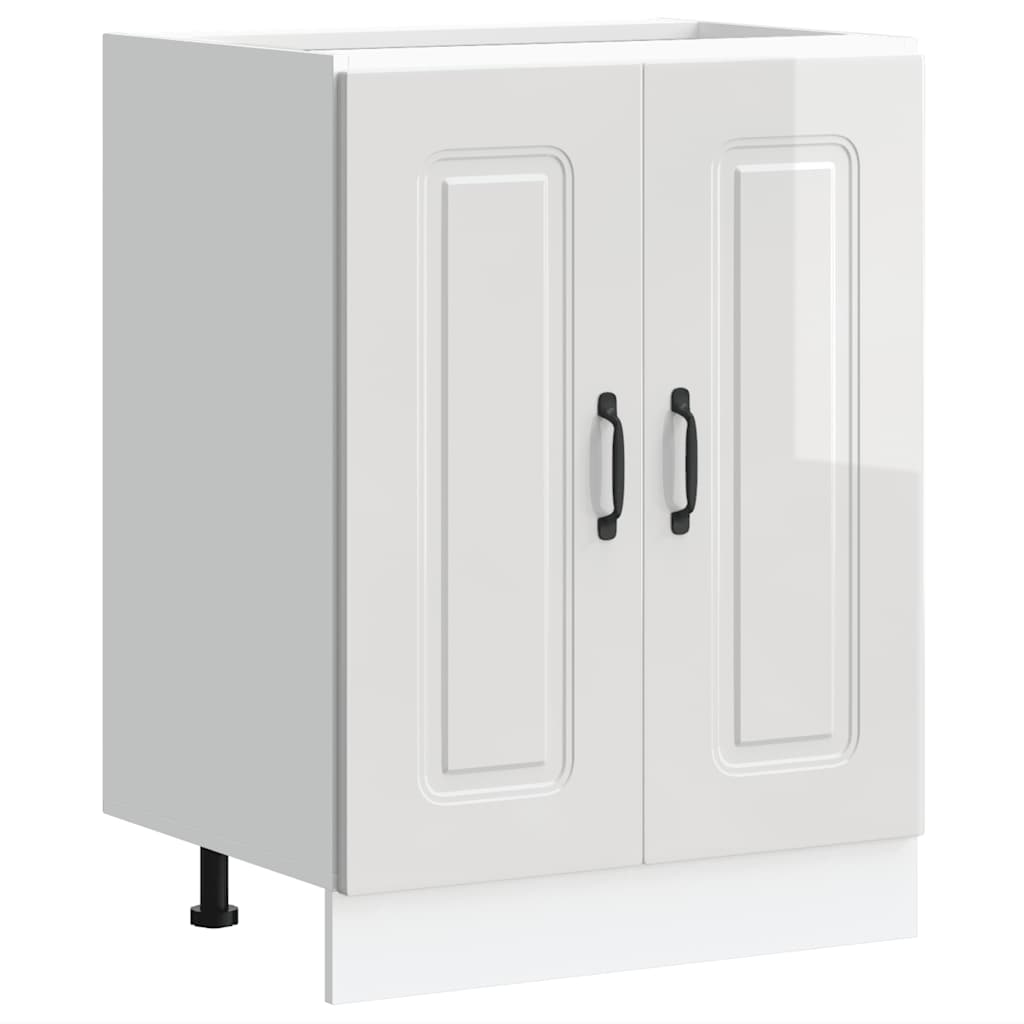 Ντουλάπι βάσης νεροχύτη Kalmar Γυαλιστ. Λευκό 60x46x81,5 εκ.