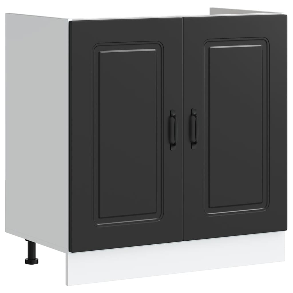 Ντουλάπι βάσης νεροχύτη Kalmar Μαύρο 80x46x81,5 εκ. Επεξ. Ξύλο - Pakobazaar