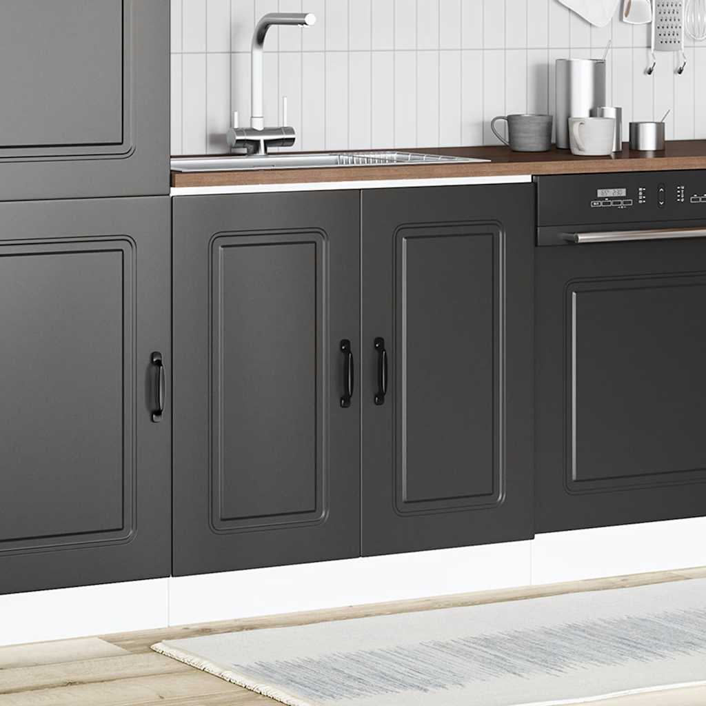 Ντουλάπι βάσης νεροχύτη Kalmar Μαύρο 80x46x81,5 εκ. Επεξ. Ξύλο - Pakobazaar