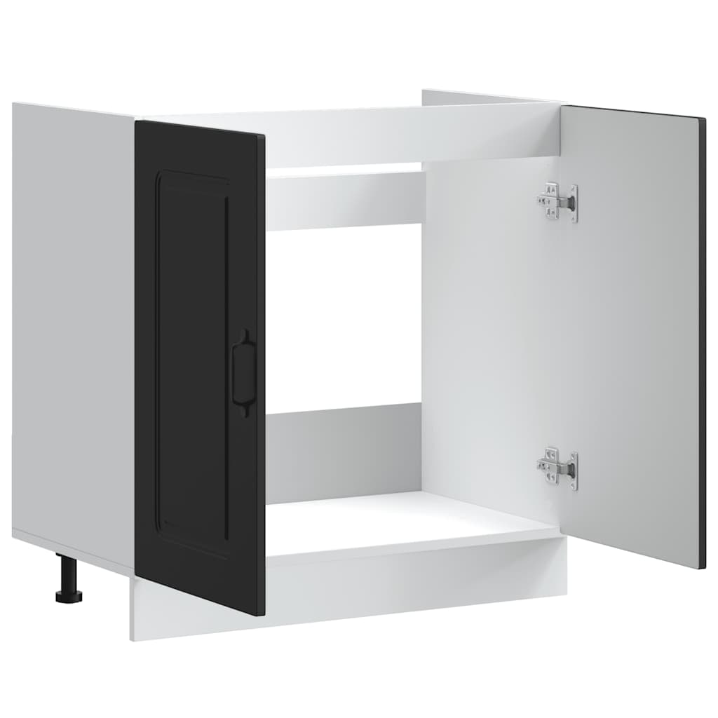 Ντουλάπι βάσης νεροχύτη Kalmar Μαύρο 80x46x81,5 εκ. Επεξ. Ξύλο - Pakobazaar