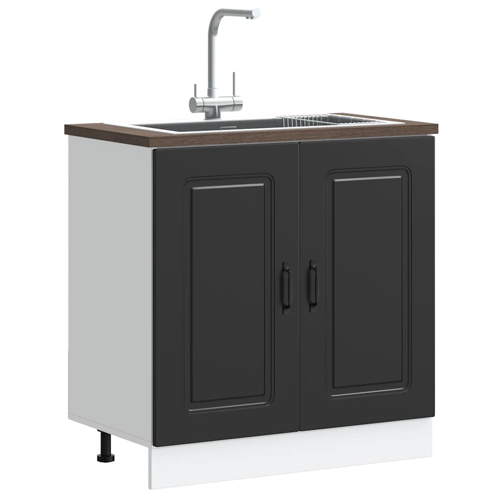 Ντουλάπι βάσης νεροχύτη Kalmar Μαύρο 80x46x81,5 εκ. Επεξ. Ξύλο - Pakobazaar