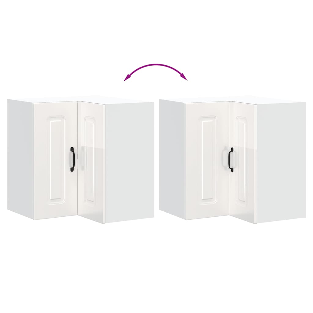 Γωνιακό ντουλάπι τοίχου κουζίνας "Kalmar" High Gloss White