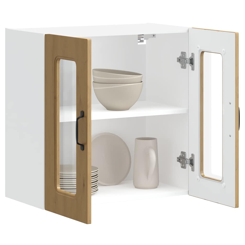 Ντουλάπι Κουζίνας με Γυάλινη Πόρτα "Kalmar" από Τεχνητό Ξύλο Δρυός Artisan