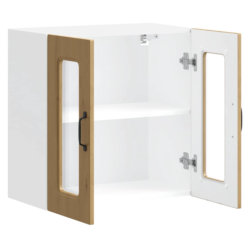 Ντουλάπι Κουζίνας με Γυάλινη Πόρτα "Kalmar" από Τεχνητό Ξύλο Δρυός Artisan