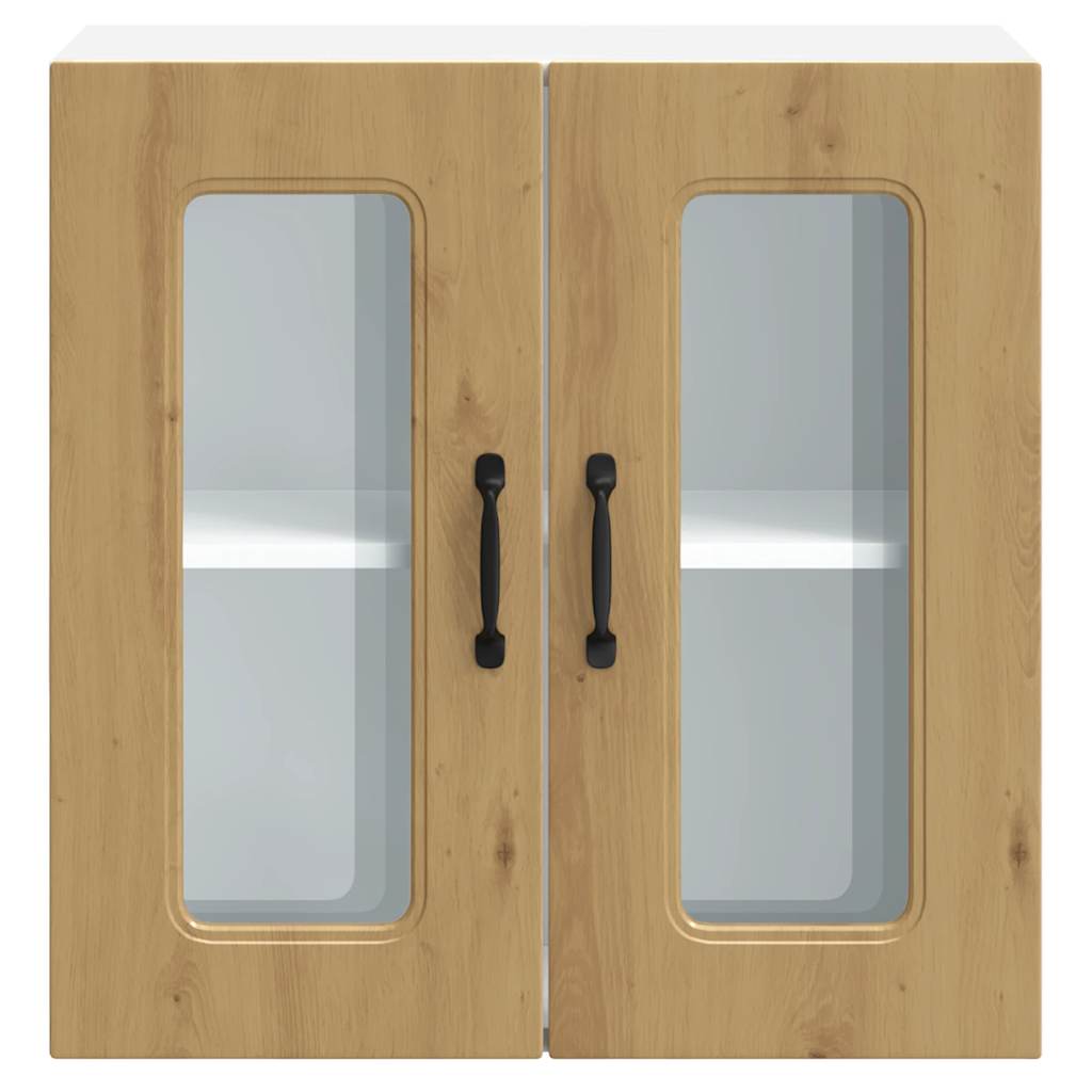 Ντουλάπι Κουζίνας με Γυάλινη Πόρτα "Kalmar" από Τεχνητό Ξύλο Δρυός Artisan