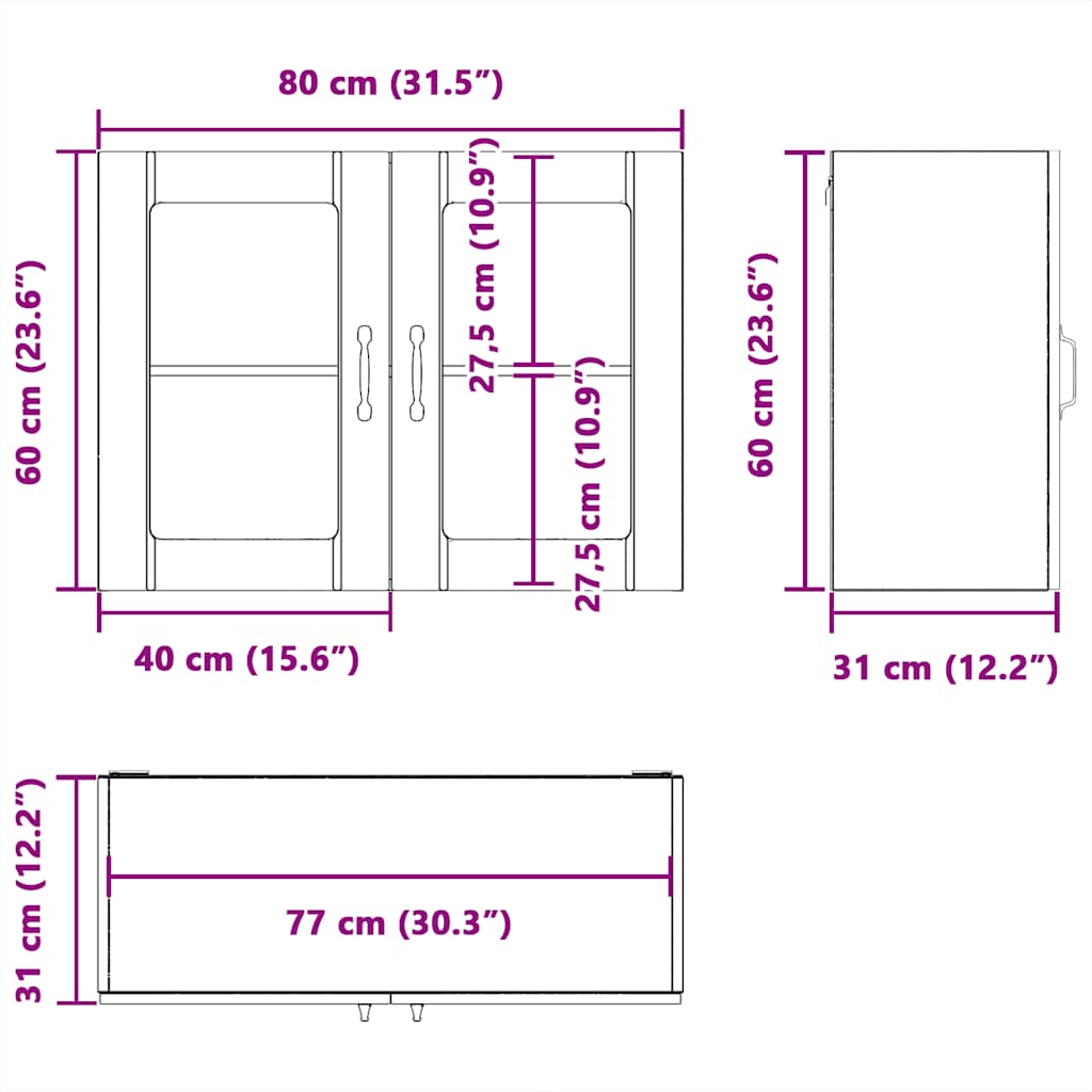 Ντουλάπι τοίχου κουζίνας με γυάλινη πόρτα "Lucca" Artisan Oak - Pakobazaar