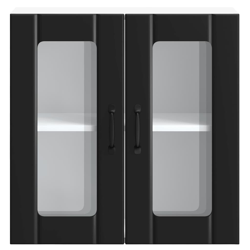 Ντουλάπι τοίχου κουζίνας με γυάλινη πόρτα "Lucca" Μαύρο - Pakobazaar