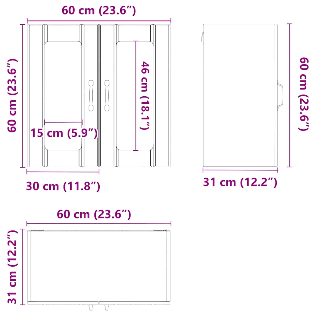 Ντουλάπι τοίχου κουζίνας με γυάλινη πόρτα "Lucca" Γκρι Sonoma