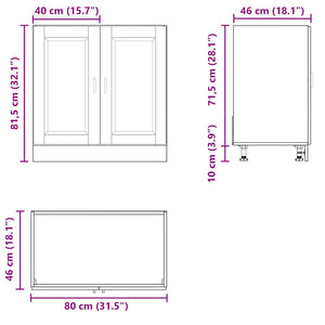 Ντουλάπι βάσης νεροχύτη Porto Μαύρο 80x46x81,5 cm - Pakobazaar