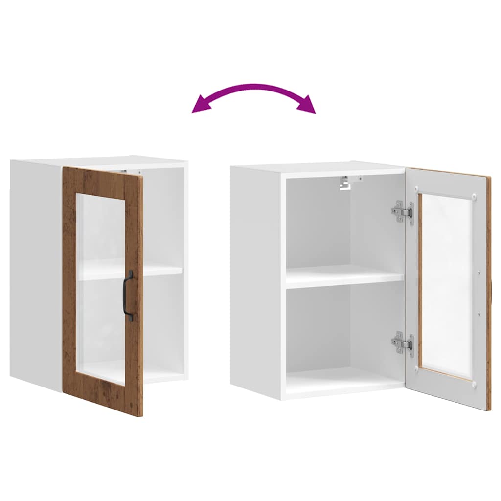 Ντουλάπι τοίχου κουζίνας με γυάλινη πόρτα Porto Παλιό ξύλο