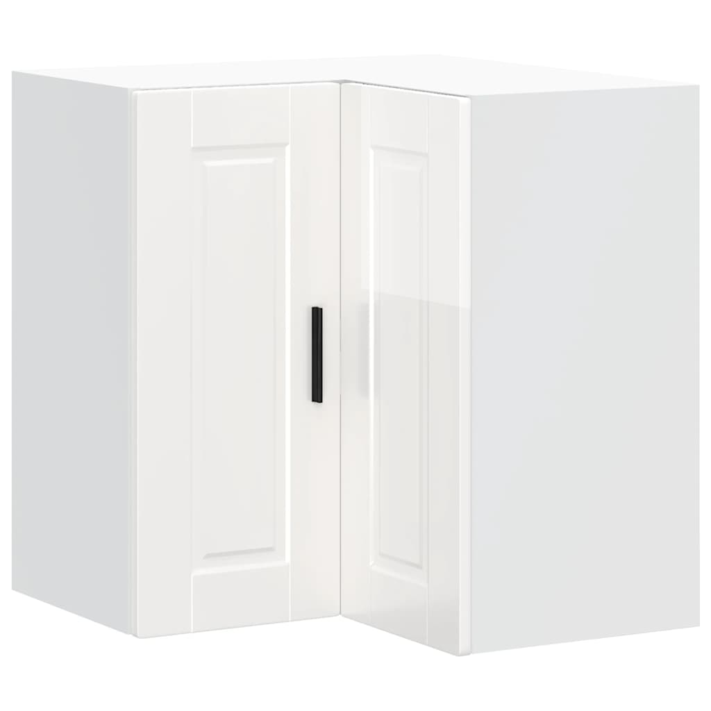 Γωνιακό ντουλάπι τοίχου κουζίνας Porto Γυαλ. Λευκό Επεξ. Ξύλο