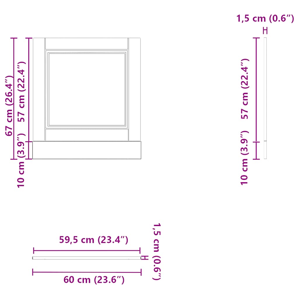 Πίνακας πλυντηρίου πιάτων Porto Γυαλ. Λευκό 60x1,5x57 εκ.