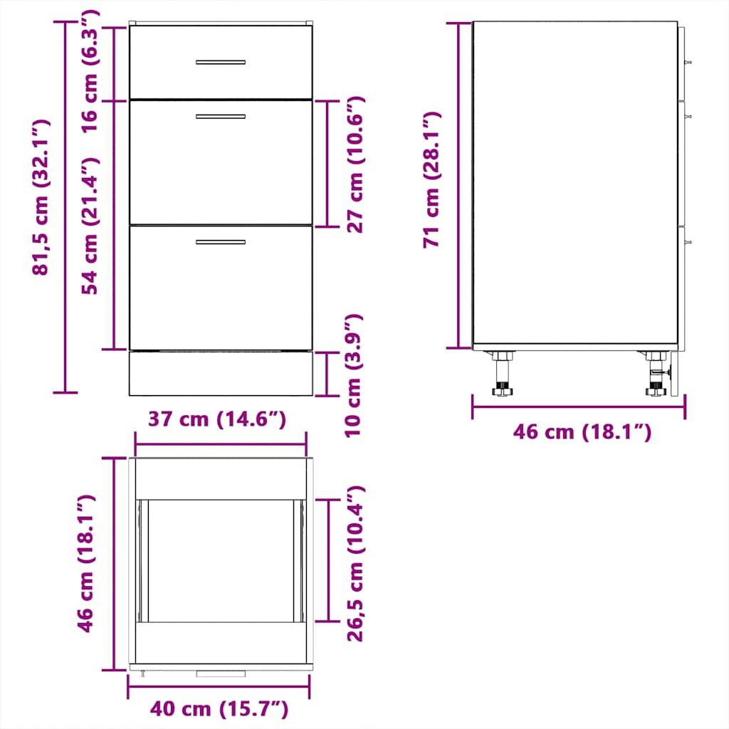 Ντουλάπι "Lyon" Μαύρο 40x46x81,5 εκ. από Τεχνητό Ξύλο - Pakobazaar