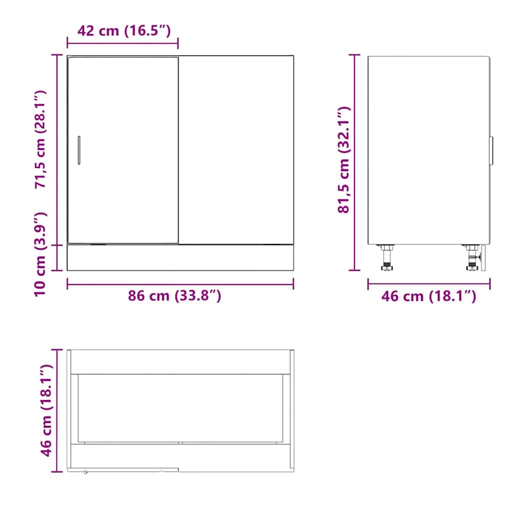 Βάση Νιπτήρα "Lyon" Γκρι από Σκυρόδεμα από Μηχανικό Ξύλο - Pakobazaar