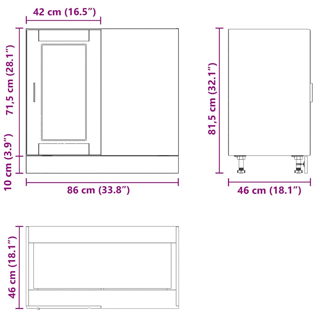 ντουλάπι βάσης κουζίνας Porto Δρυς sonoma κατασκευασμένο ξύλο