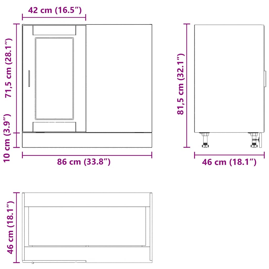 ντουλάπι βάσης κουζίνας Porto Μπετόν Γκρι κατασκευασμένο ξύλο