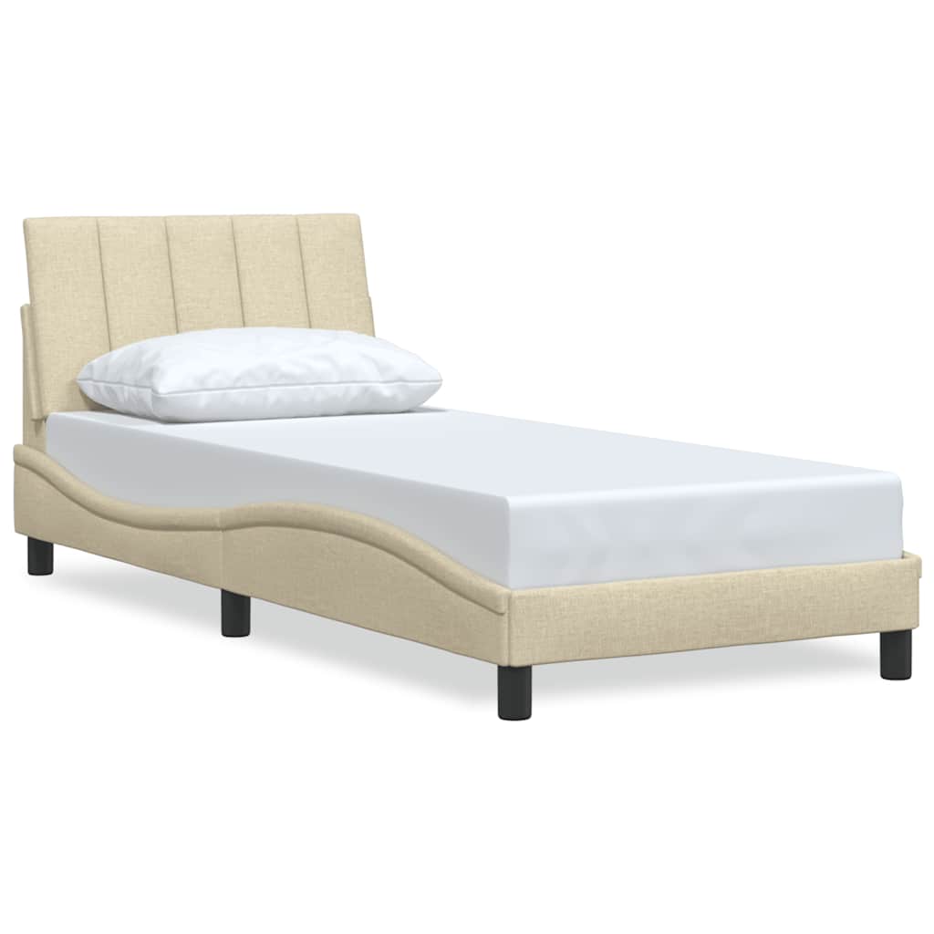 Σκελετός Κρεβατιού Χωρίς Στρώμα Hanko Κρέμα 90x190 εκ. Υφασμάτινο