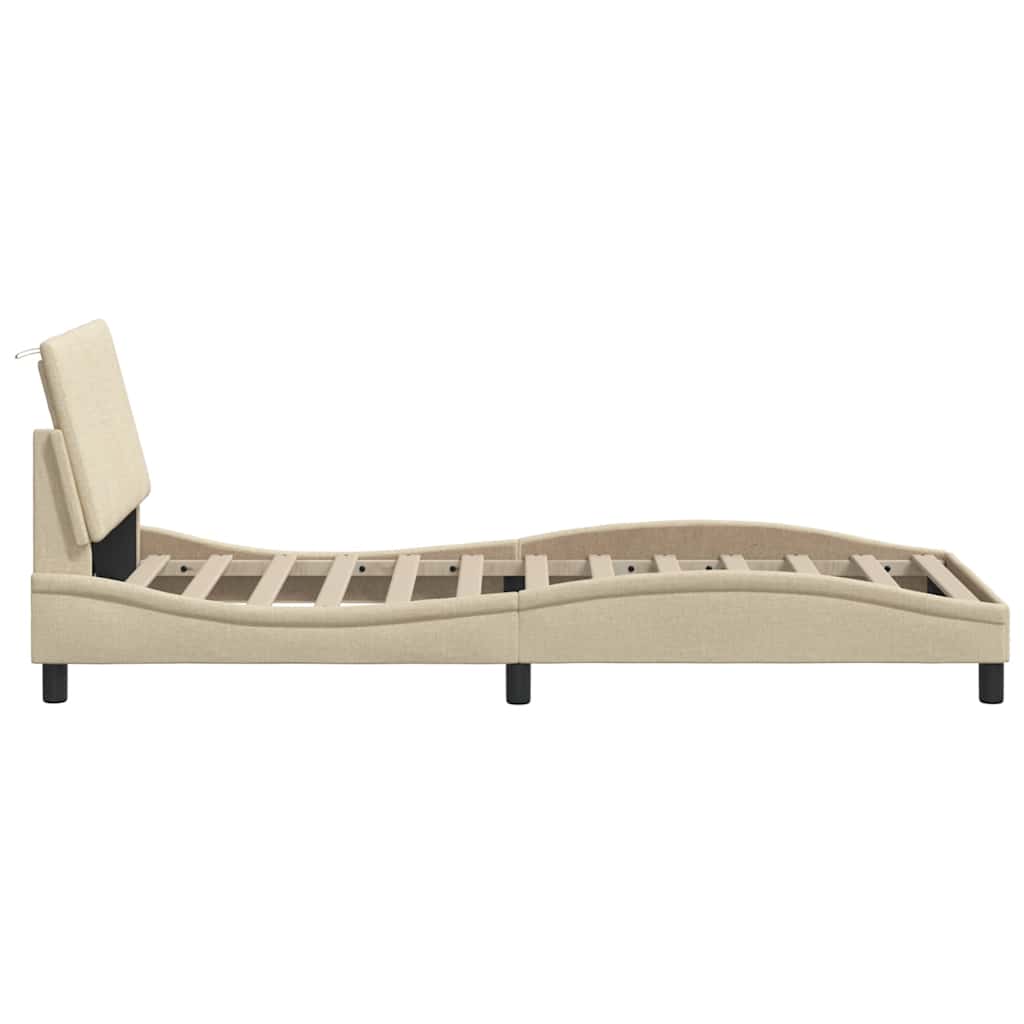 Σκελετός Κρεβατιού Χωρίς Στρώμα Hanko Κρέμα 90x200 εκ. Υφασμάτινο