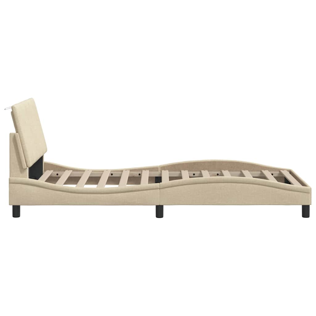 Σκελετός Κρεβατιού Χωρίς Στρώμα Hanko Κρεμ 100 x 200 εκ. Υφασμάτινο
