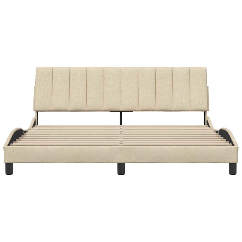 Σκελετός Κρεβατιού Χωρίς Στρώμα Hanko Κρεμ 180x200 εκ. Υφασμάτινο