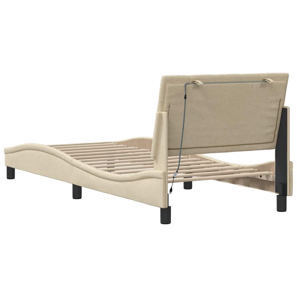 Πλαίσιο κρεβατιού χωρίς στρώμα Hanko Κρέμα 80x200cm Ύφασμα