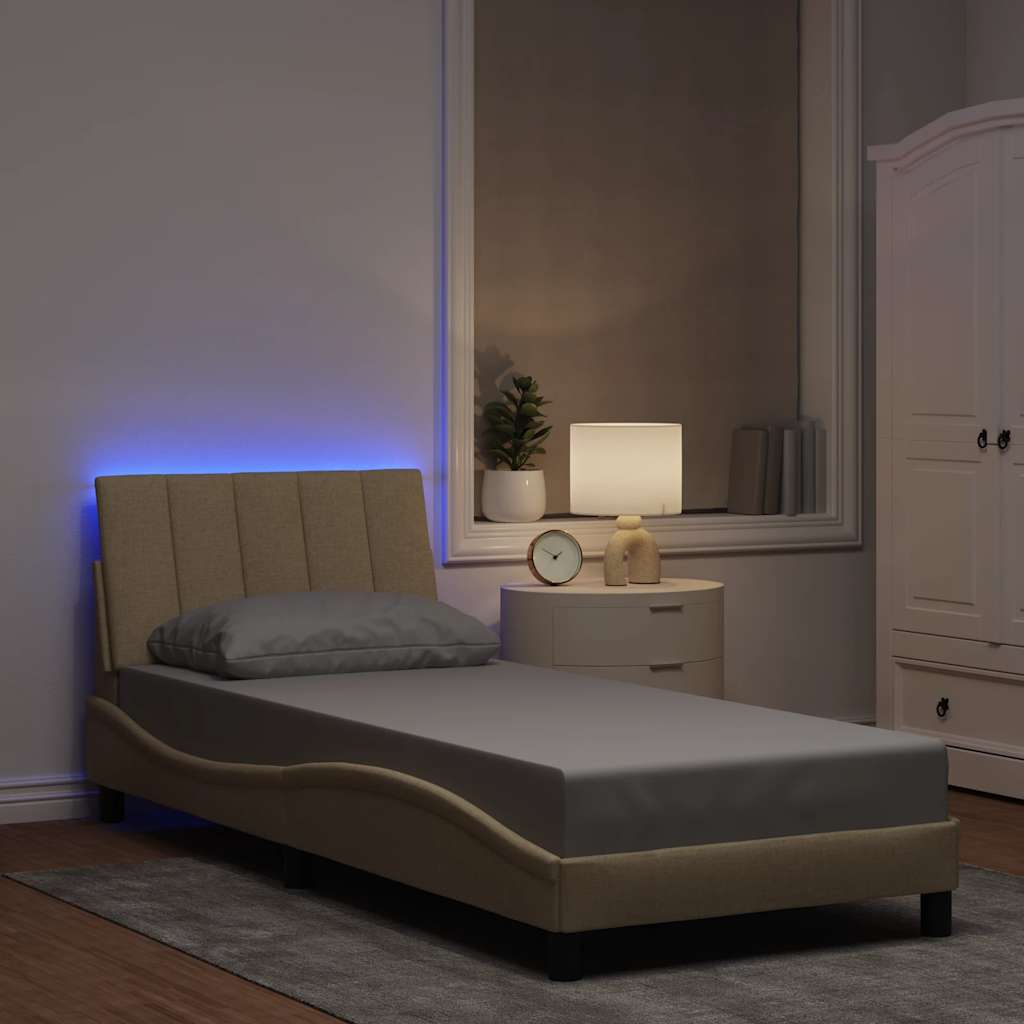 Πλαίσιο κρεβατιού χωρίς στρώμα Hanko Κρέμα 80x200cm Ύφασμα