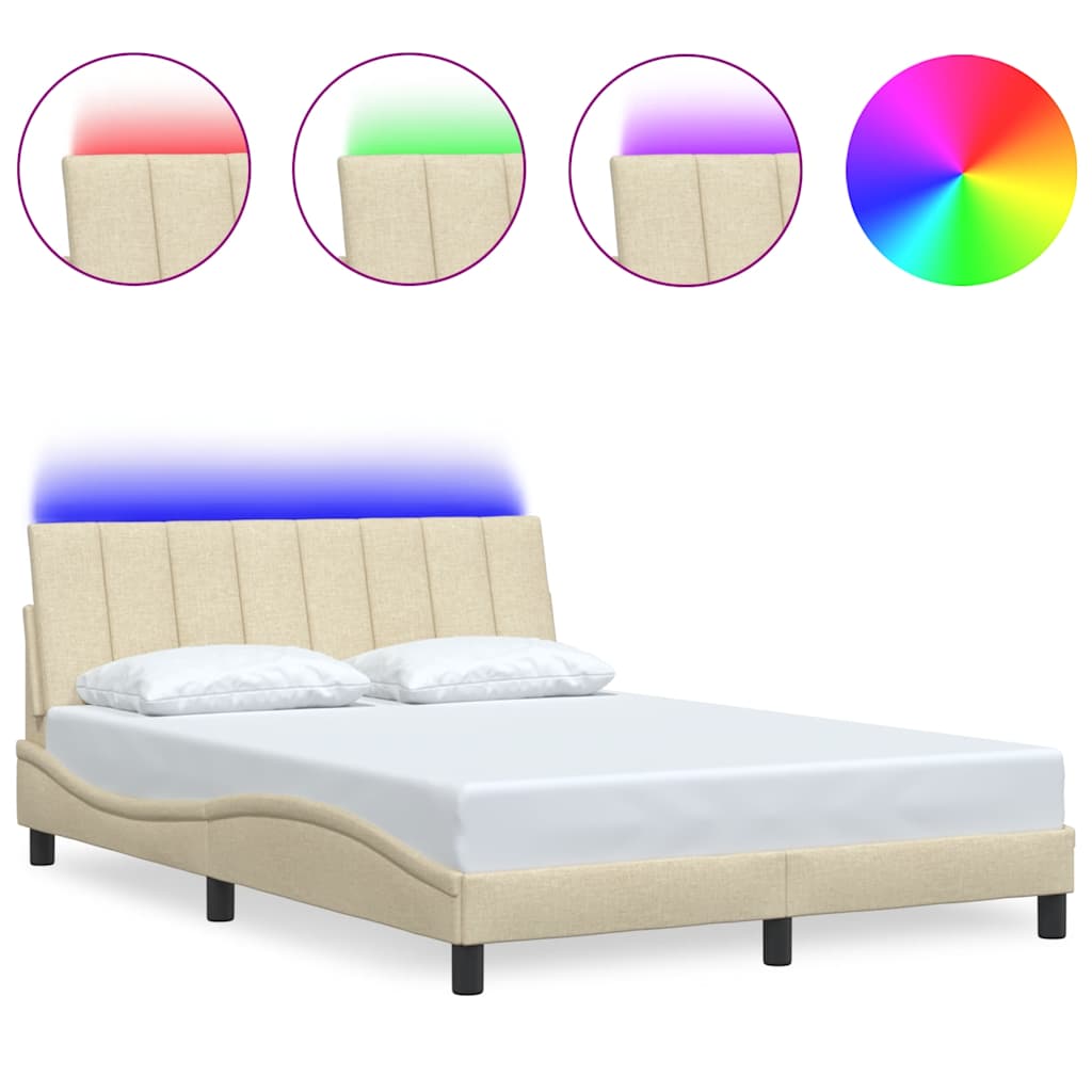 Σκελετός Κρεβατιού Χωρίς Στρώμα Hanko Κρεμ 140x190 εκ. Υφασμάτινο - Pakobazaar