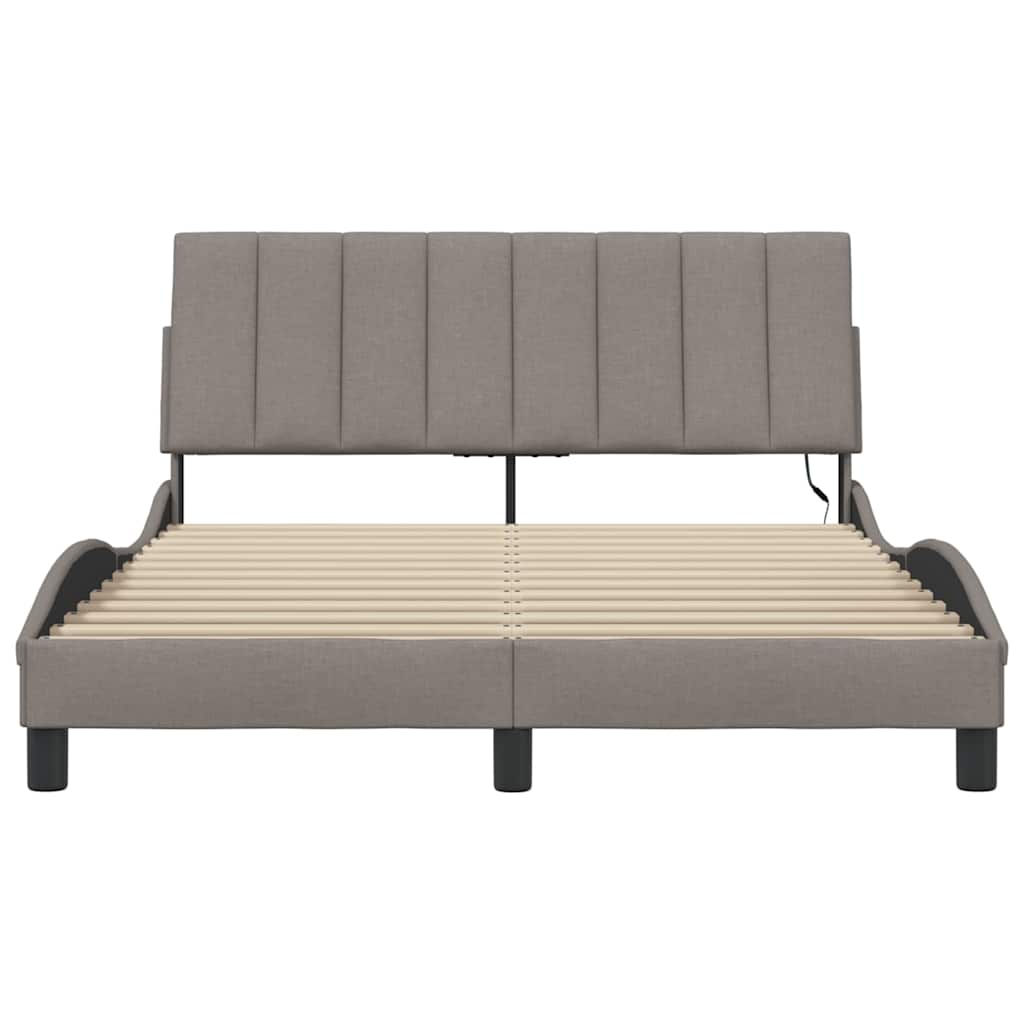 Σκελετός Κρεβατιού Χωρίς Στρώμα Hanko Taupe 140x200 εκ. Υφασμάτινο
