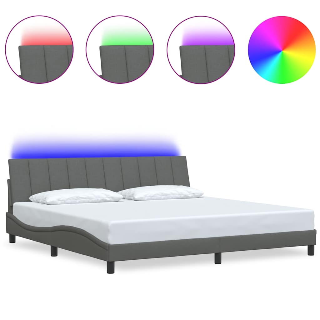 Σκελετός Κρεβατιού Χωρίς Στρώμα Hanko Σκ. Γκρι 200x200 εκ.Υφασμάτινο - Pakobazaar