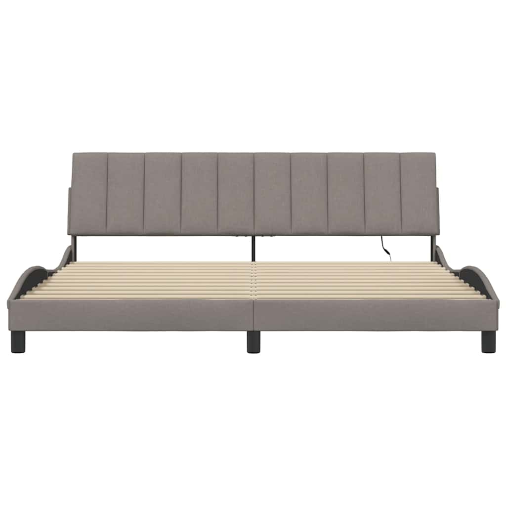 Σκελετός Κρεβατιού Χωρίς Στρώμα Hanko Taupe 200x200 εκ.Υφασμάτινο - Pakobazaar