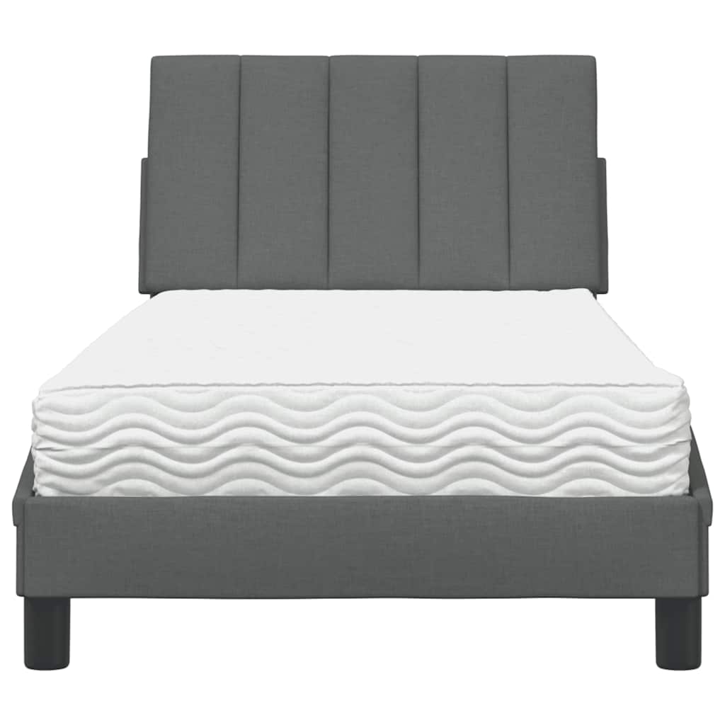 Κρεβάτι με Στρώμα Hanko Σκούρο Γκρι 80x200 εκ. Υφασμάτινο - Pakobazaar