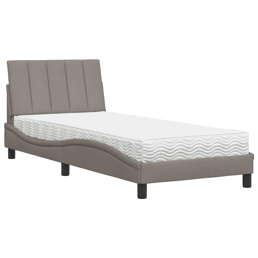 Κρεβάτι με Στρώμα Hanko Taupe 90x190 εκ.Υφασμάτινο
