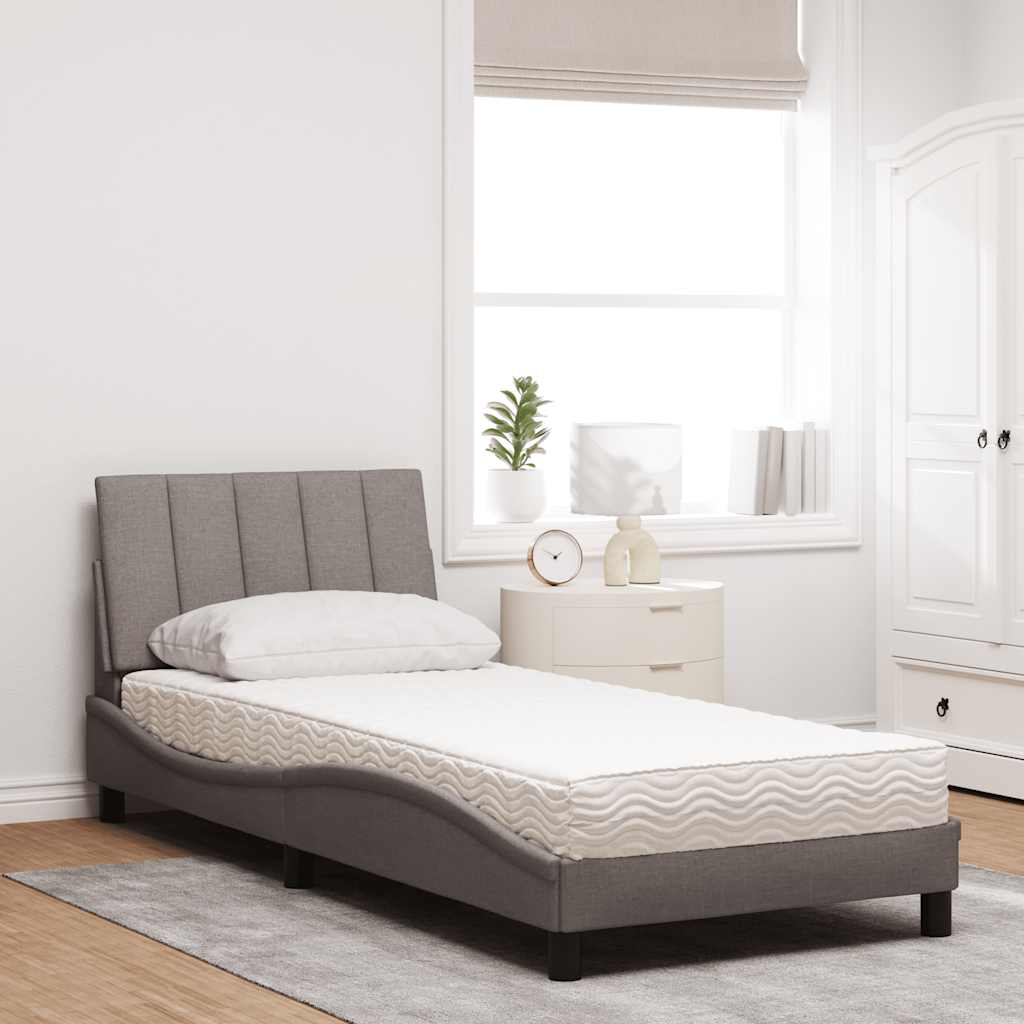 Κρεβάτι με Στρώμα Hanko Taupe 90x190 εκ.Υφασμάτινο