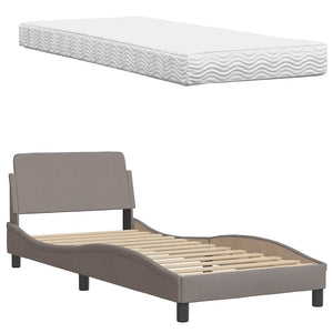 Κρεβάτι με Στρώμα Hanko Taupe 90x190 εκ.Υφασμάτινο
