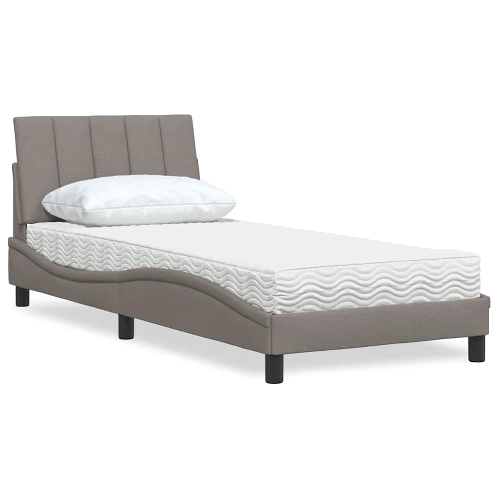 Κρεβάτι με Στρώμα Hanko Taupe 90x190 εκ.Υφασμάτινο