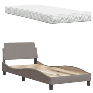Κρεβάτι με Στρώμα Hanko Taupe 90x200 εκ. Υφασμάτινο