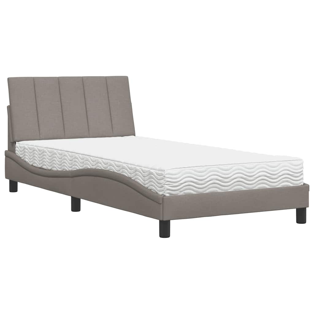 Κρεβάτι με Στρώμα Hanko Taupe 100 x 200 εκ. Υφασμάτινο - Pakobazaar