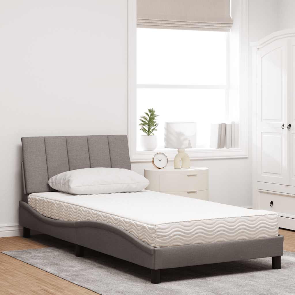 Κρεβάτι με Στρώμα Hanko Taupe 100 x 200 εκ. Υφασμάτινο - Pakobazaar