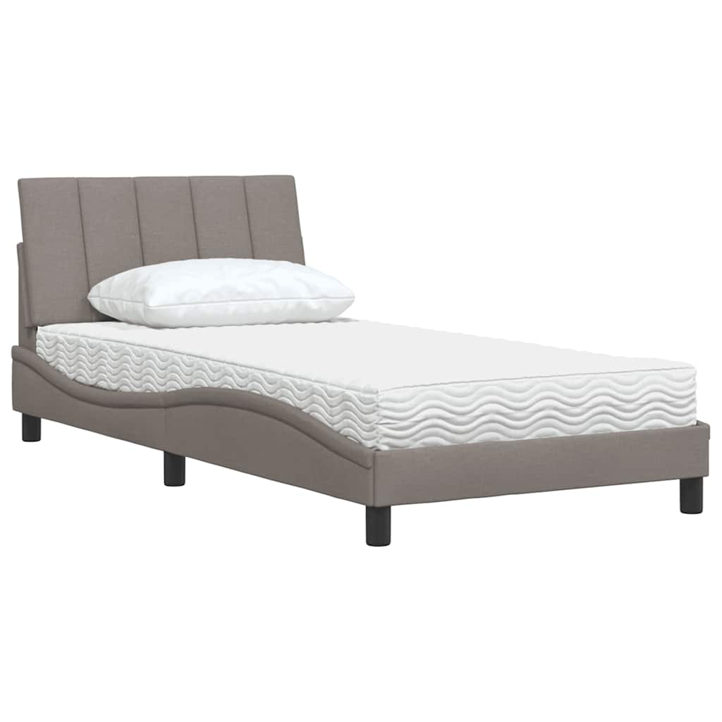 Κρεβάτι με Στρώμα Hanko Taupe 100 x 200 εκ. Υφασμάτινο - Pakobazaar