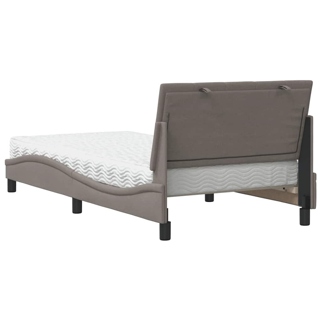 Κρεβάτι με Στρώμα Hanko Taupe 100 x 200 εκ. Υφασμάτινο - Pakobazaar