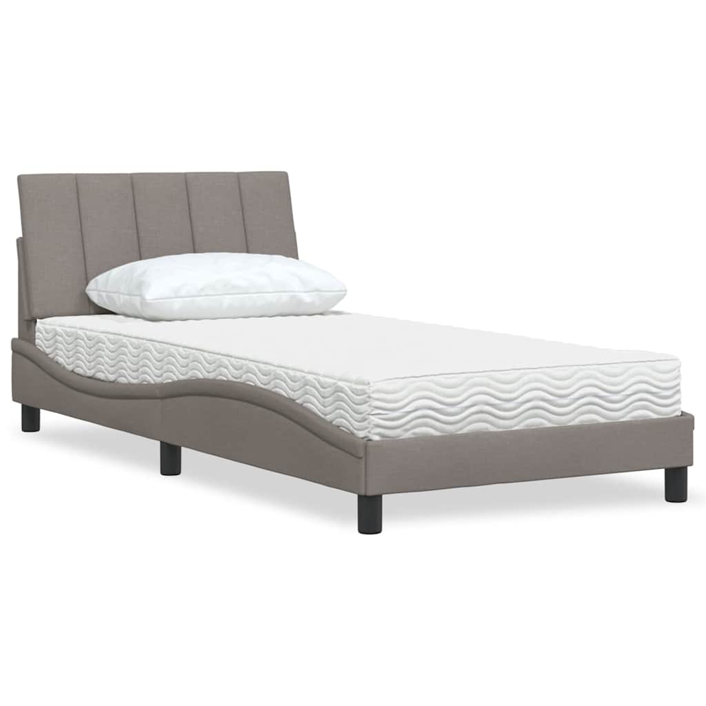 Κρεβάτι με Στρώμα Hanko Taupe 100 x 200 εκ. Υφασμάτινο - Pakobazaar