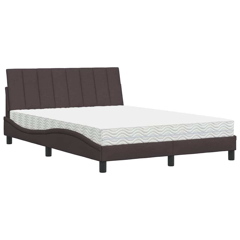 Κρεβάτι με Στρώμα Hanko Σκούρο Καφέ 140x190 εκ. Υφασμάτινο