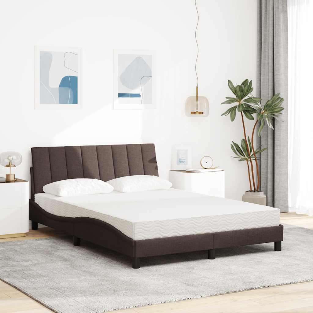 Κρεβάτι με Στρώμα Hanko Σκούρο Καφέ 140x190 εκ. Υφασμάτινο