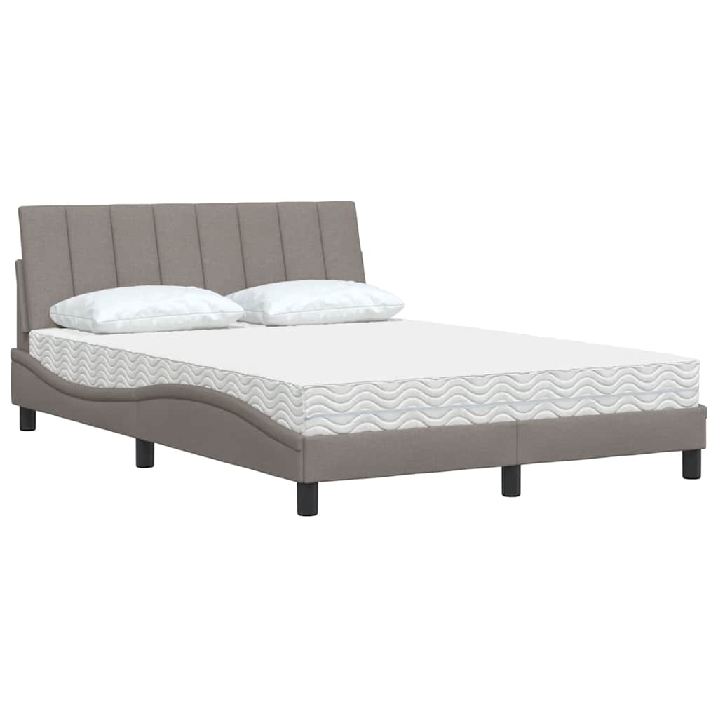 Κρεβάτι με Στρώμα Hanko Taupe 140x190 εκ. Υφασμάτινο - Pakobazaar