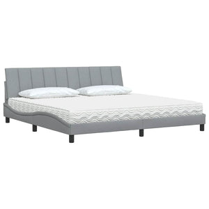 Κρεβάτι με Στρώμα Hanko Ανοιχτό Γκρι 200x200 εκ. Υφασμάτινο