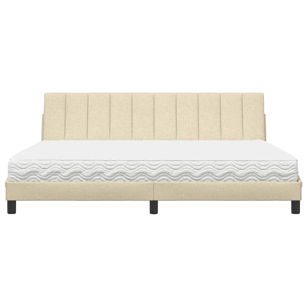 Κρεβάτι με Στρώμα Hanko Κρεμ 200x200 εκ. Υφασμάτινο