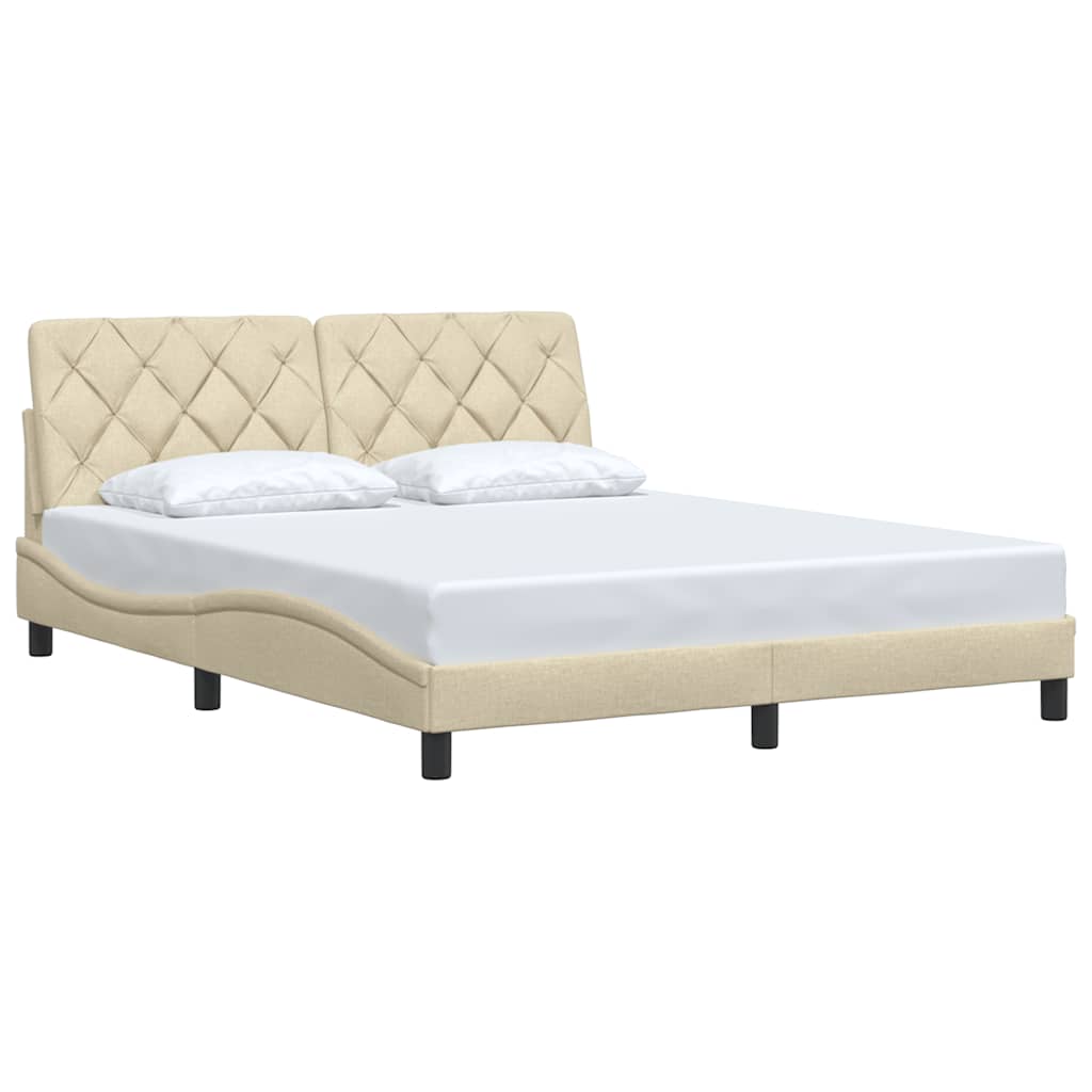 Σκελετός Κρεβατιού Χωρίς Στρώμα Κρεμ 160x200 εκ. Υφασμάτινο
