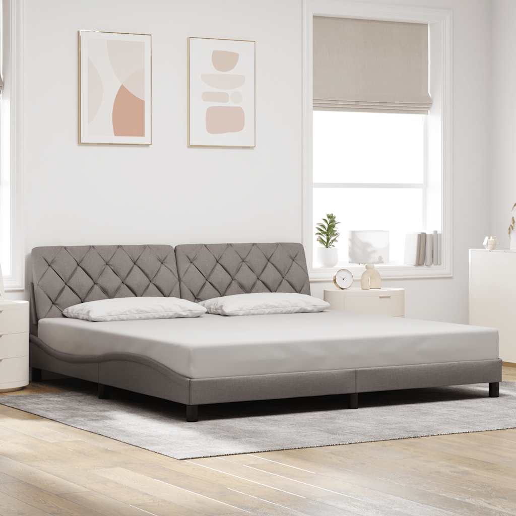 Σκελετός Κρεβατιού Χωρίς Στρώμα Taupe 200x200 εκ.Υφασμάτινο - Pakobazaar