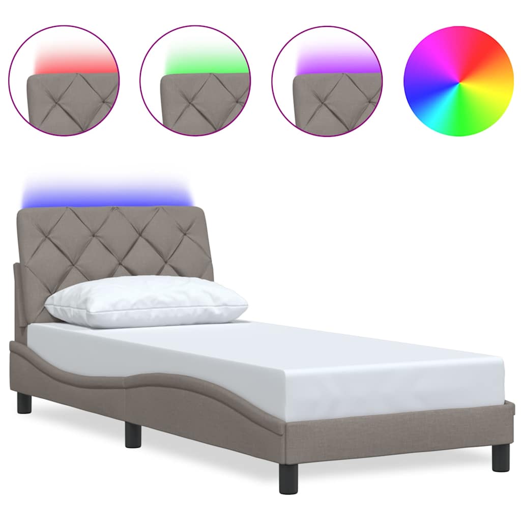 Σκελετός Κρεβατιού με LED Χωρίς Στρώμα Taupe 90x190 εκ.