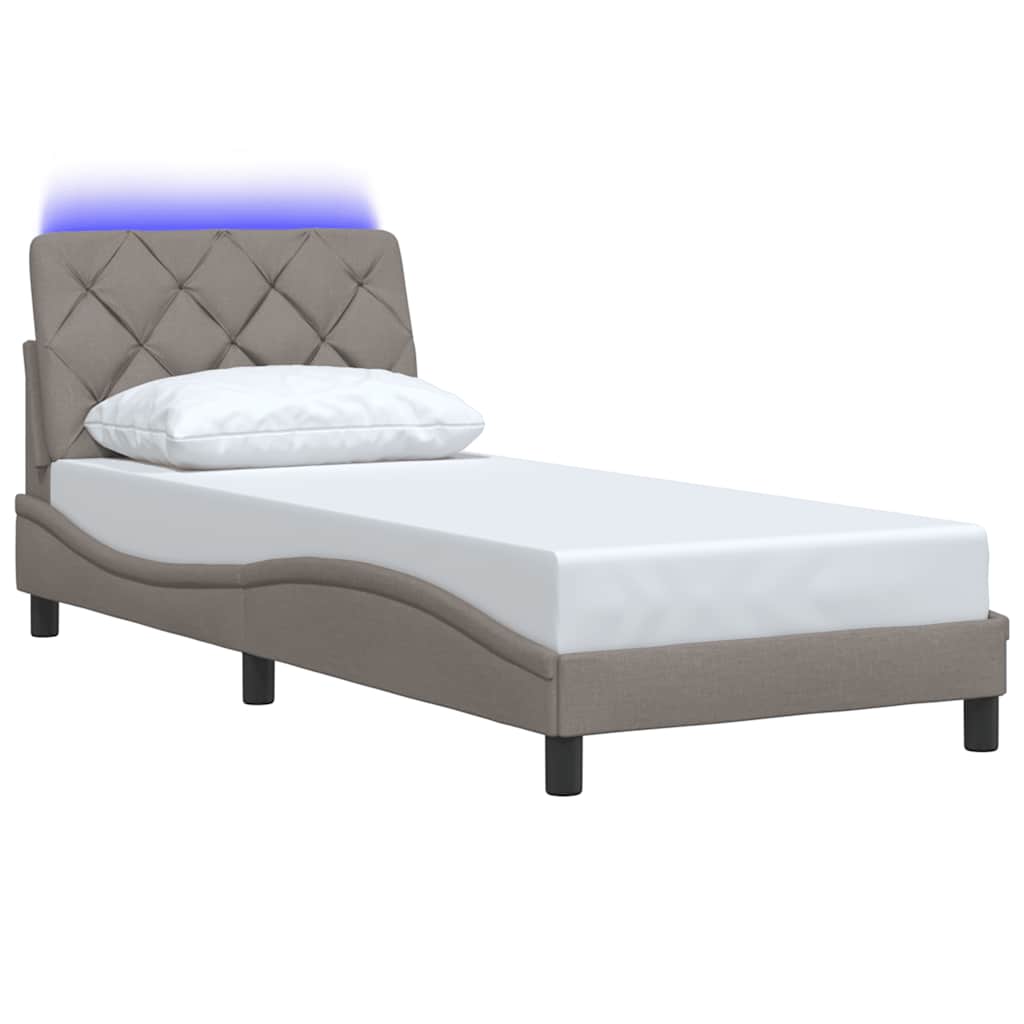Σκελετός Κρεβατιού με LED Χωρίς Στρώμα Taupe 90x190 εκ.